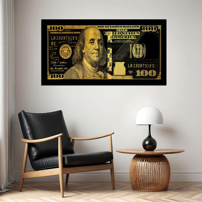 Just One Hundred Bucks Poster Benjamin Franklin Dollar Yellow Style Wall Art - xonomax