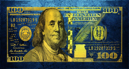 Just One Hundred Bucks Poster Benjamin Franklin Dollar Blue Style Wall Art - xonomax