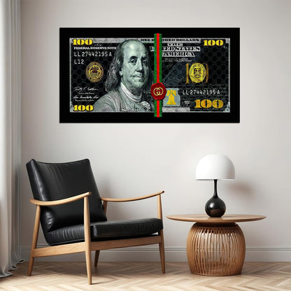Just One Hundred Bucks Poster Benjamin Franklin Gucci Dollar Dark Style Wall Art - xonomax