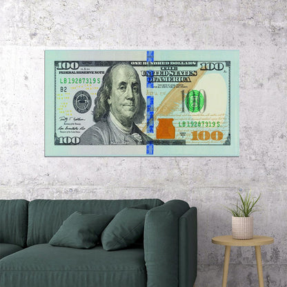 Just One Hundred Bucks Poster Benjamin Franklin Dollar Bright Style Wall Art - xonomax