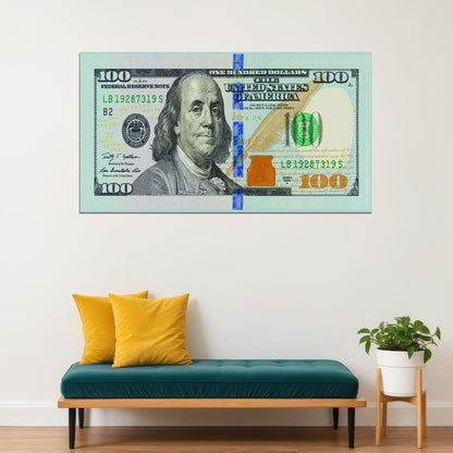 Just One Hundred Bucks Poster Benjamin Franklin Dollar Bright Style Wall Art - xonomax