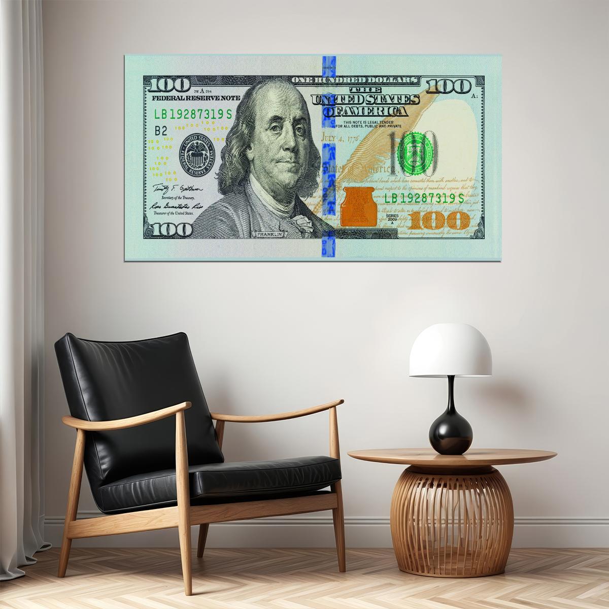 Just One Hundred Bucks Poster Benjamin Franklin Dollar Bright Style Wall Art - xonomax
