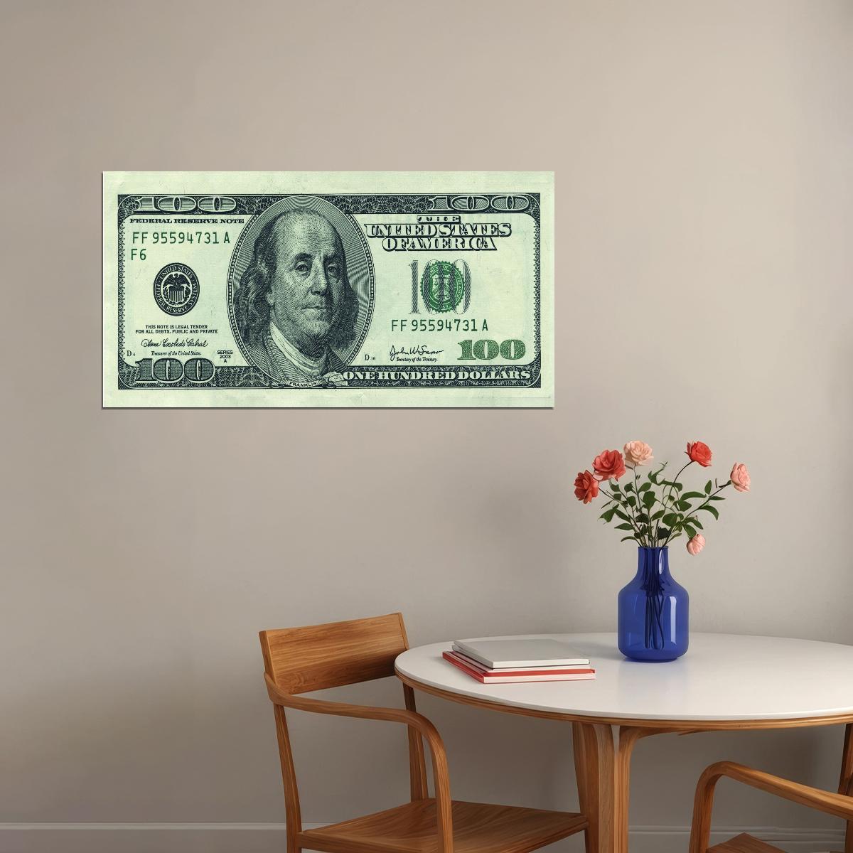 Just One Hundred Bucks Poster Benjamin Franklin Dollar Original Style Wall Art - xonomax