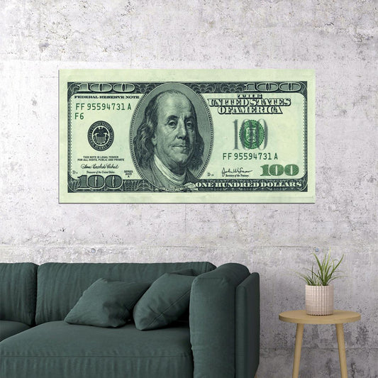 Just One Hundred Bucks Poster Benjamin Franklin Dollar Original Style Wall Art - xonomax