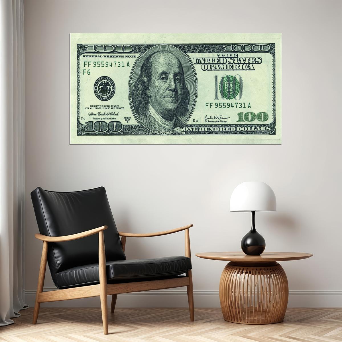 Just One Hundred Bucks Poster Benjamin Franklin Dollar Original Style Wall Art - xonomax