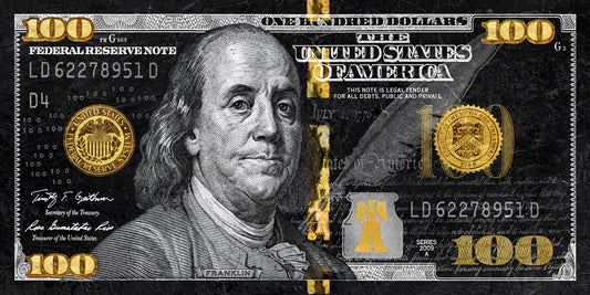 Just One Hundred Bucks Poster Benjamin Franklin Dollar Gold Style Wall Art - xonomax