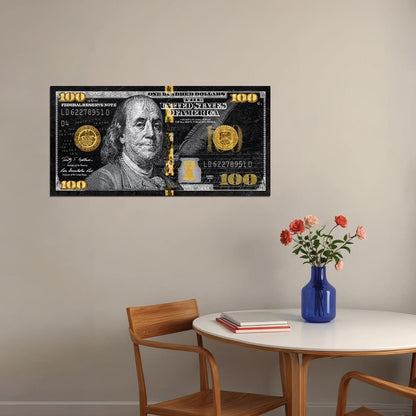 Just One Hundred Bucks Poster Benjamin Franklin Dollar Gold Style Wall Art - xonomax