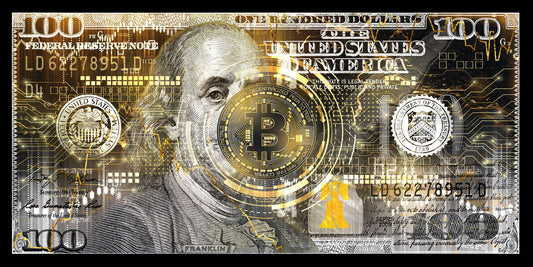 Just One Hundred Bucks Poster Benjamin Franklin Dollar Bitcoin Style Wall Art - xonomax