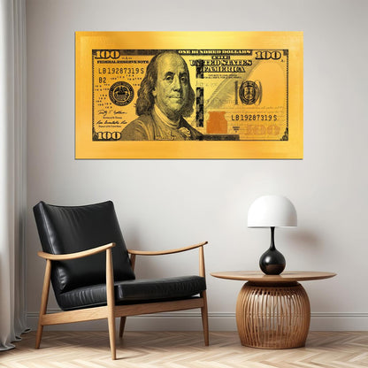 Just One Hundred Bucks Poster Benjamin Franklin Dollar Gazette Style Wall Art - xonomax