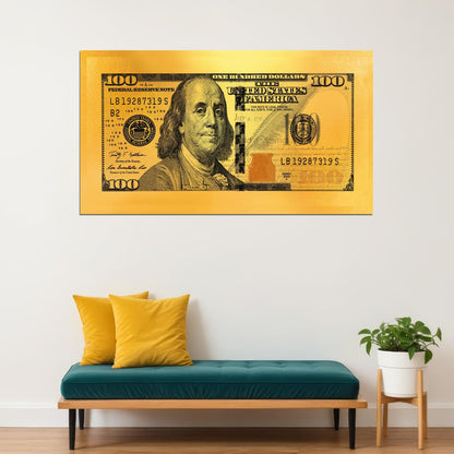 Just One Hundred Bucks Poster Benjamin Franklin Dollar Gazette Style Wall Art - xonomax