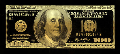 Just One Hundred Bucks Poster Benjamin Franklin Dollar Dark Gold Style Wall Art - xonomax