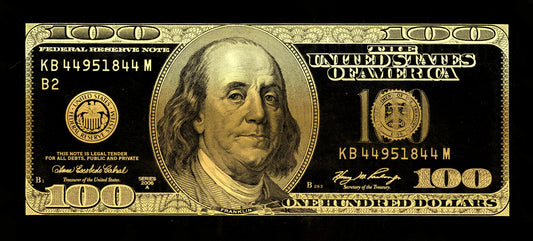 Just One Hundred Bucks Poster Benjamin Franklin Dollar Dark Gold Style Wall Art - xonomax