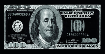 Just One Hundred Bucks Poster Benjamin Franklin Dollar Black and White Style Wall Art - xonomax