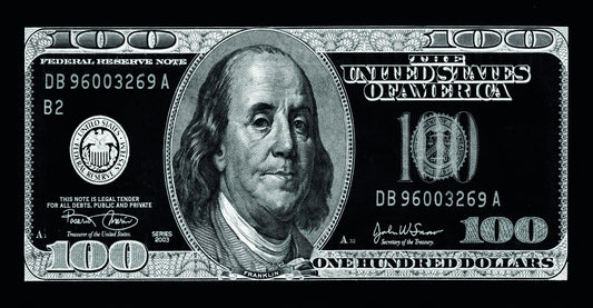 Just One Hundred Bucks Poster Benjamin Franklin Dollar Black and White Style Wall Art - xonomax