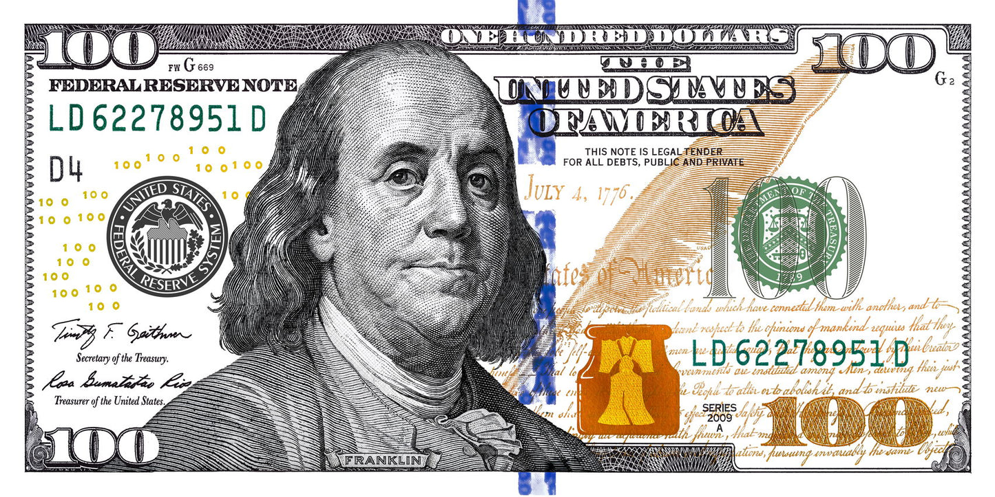 Just One Hundred Bucks Poster Benjamin Franklin 100 Dollar Bill Style Wall Art - xonomax