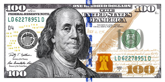 Just One Hundred Bucks Poster Benjamin Franklin 100 Dollar Bill Style Wall Art - xonomax