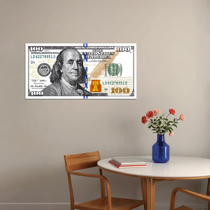 Just One Hundred Bucks Poster Benjamin Franklin 100 Dollar Bill Style Wall Art - xonomax