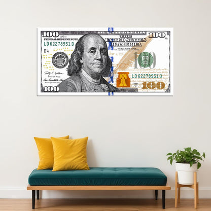 Just One Hundred Bucks Poster Benjamin Franklin 100 Dollar Bill Style Wall Art - xonomax