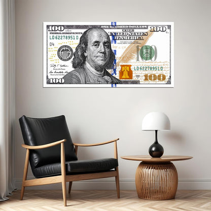 Just One Hundred Bucks Poster Benjamin Franklin 100 Dollar Bill Style Wall Art - xonomax