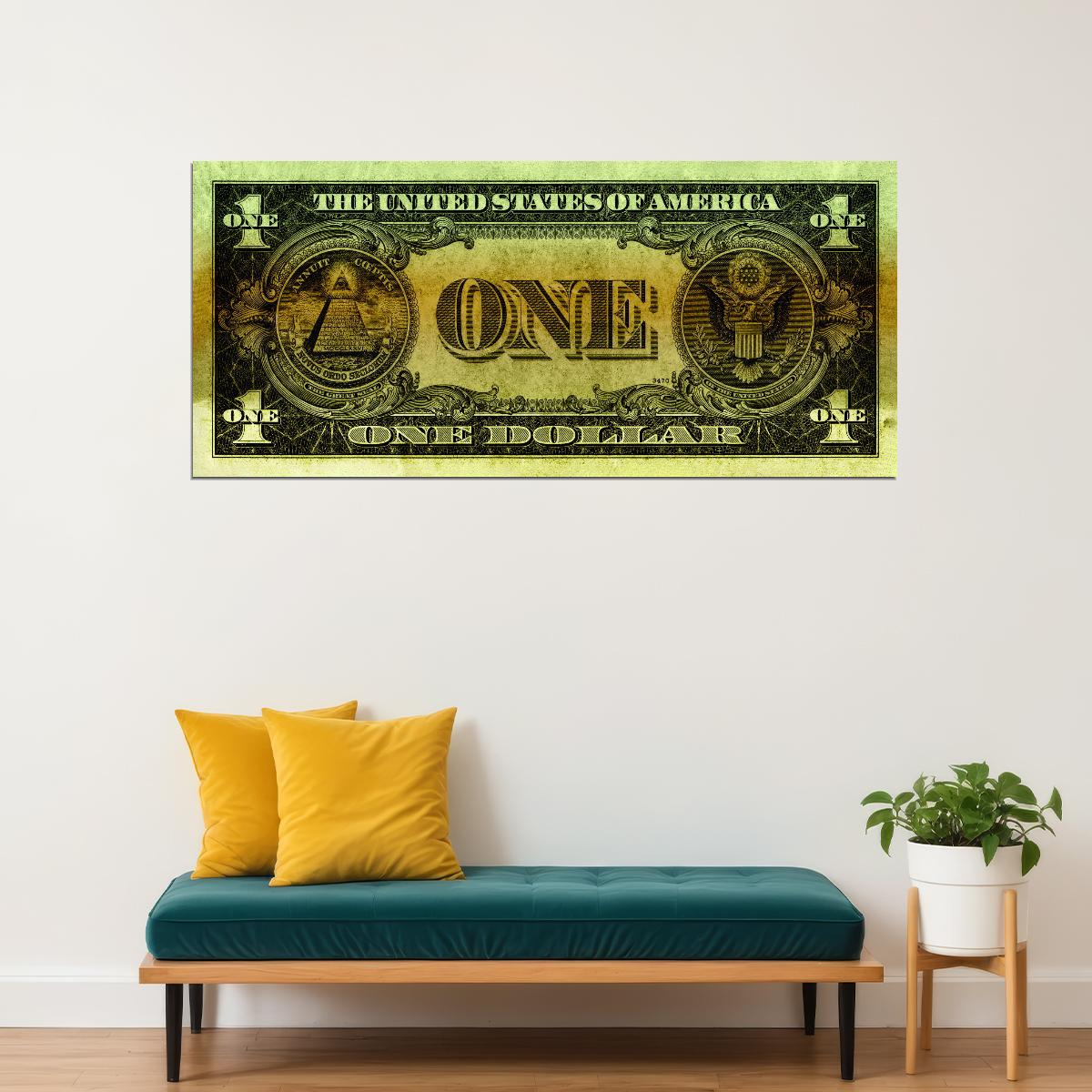 One Dollar Poster Annuit Coeptis Novus Ordo Seclorum Wall Art 1 Dollar Bill