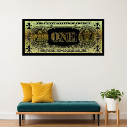 One Dollar Poster Annuit Coeptis Novus Ordo Seclorum Dark Style Background Wall Art