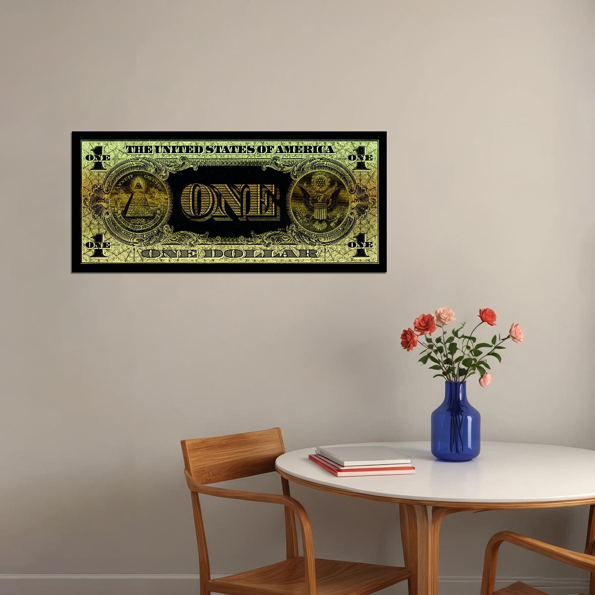 One Dollar Poster Annuit Coeptis Novus Ordo Seclorum Dark Style Background Wall Art