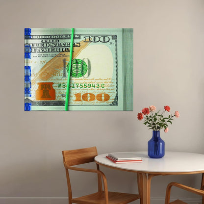 Just One Hundred Bucks Poster 100 Dollar Bill Style Motivational Inspirational Wall Art - xonomax