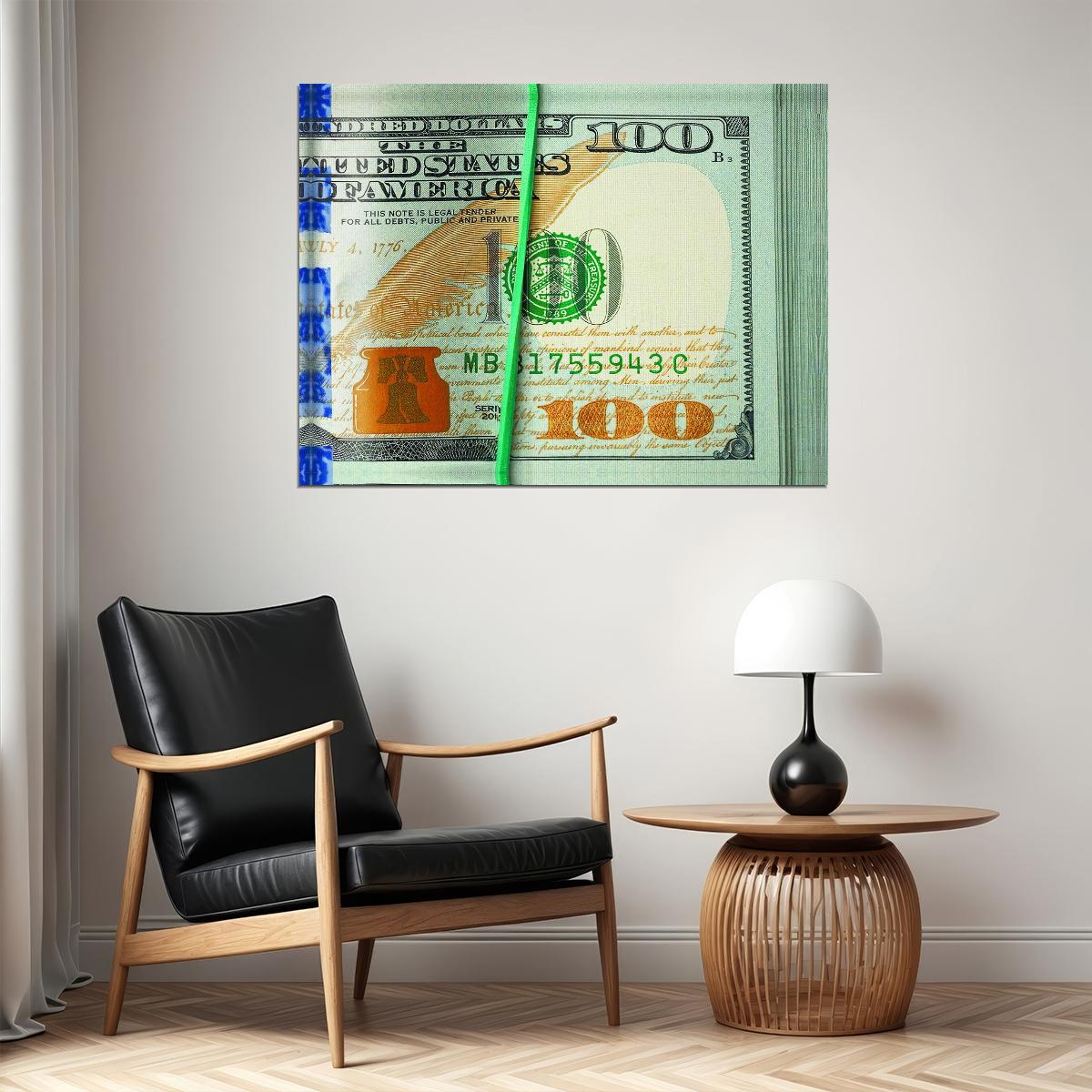 Just One Hundred Bucks Poster 100 Dollar Bill Style Motivational Inspirational Wall Art - xonomax