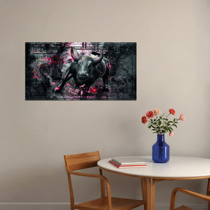 One Hundred Dollars Poster Bull Trading Stock Market Wall Street Motivational Wall Art - xonomax