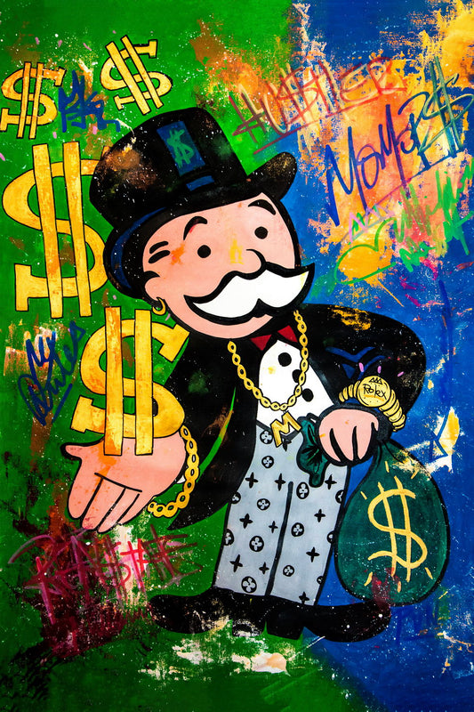 Monopoly Poster Pop Art Graffiti Street Art Inspirational Iconic Money Wall Art - xonomax