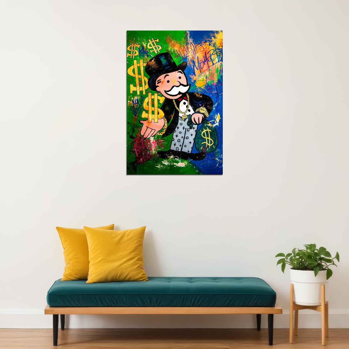 Monopoly Poster Pop Art Graffiti Street Art Inspirational Iconic Money Wall Art - xonomax