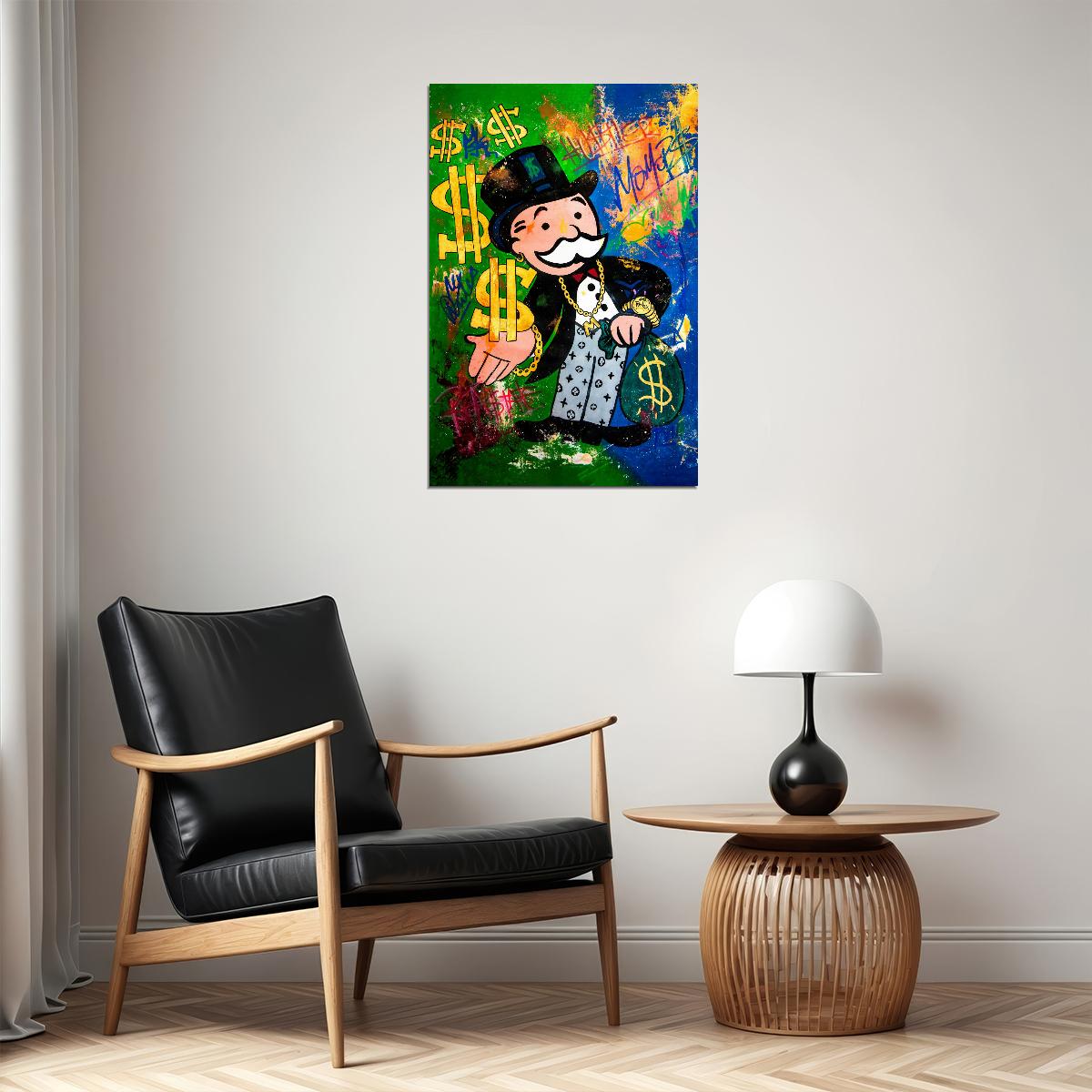 Monopoly Poster Pop Art Graffiti Street Art Inspirational Iconic Money Wall Art - xonomax