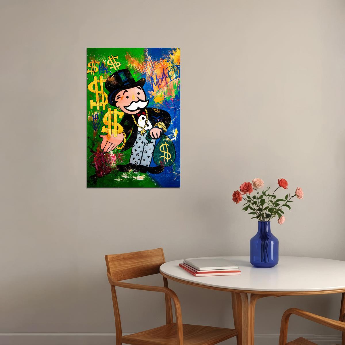 Monopoly Poster Pop Art Graffiti Street Art Inspirational Iconic Money Wall Art - xonomax