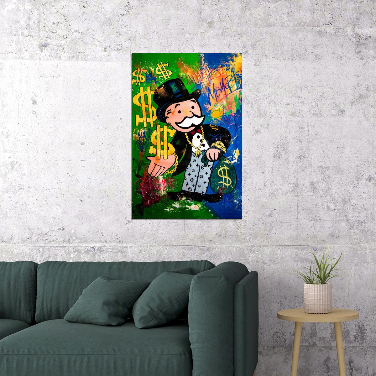 Monopoly Poster Pop Art Graffiti Street Art Inspirational Iconic Money Wall Art - xonomax