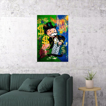 Monopoly Poster Pop Art Graffiti Street Art Inspirational Iconic Money Wall Art - xonomax