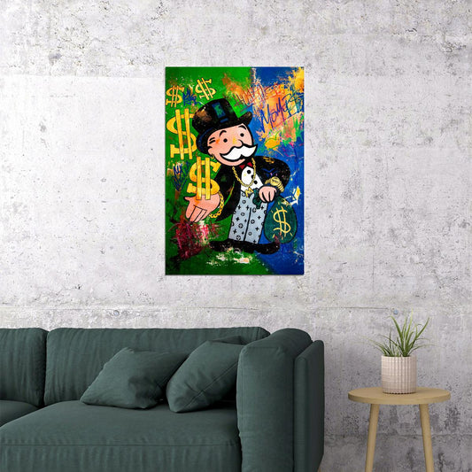 Monopoly Poster Pop Art Graffiti Street Art Inspirational Iconic Money Wall Art - xonomax