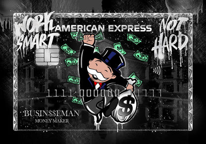 American Express Monopoly Guy Poster Work Smart Not Hard Businessman Money Maker - xonomax