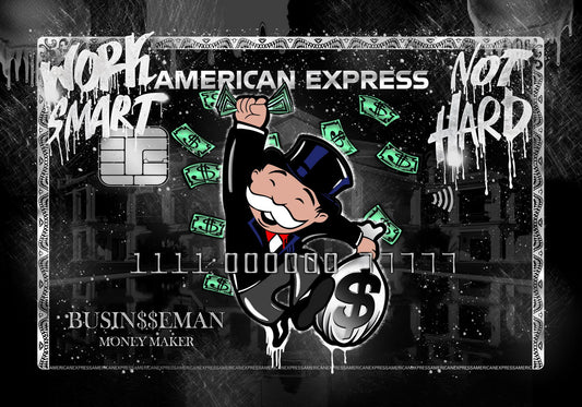 American Express Monopoly Guy Poster Work Smart Not Hard Businessman Money Maker