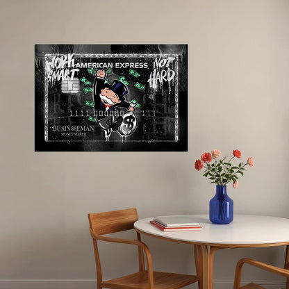 American Express Monopoly Guy Poster Work Smart Not Hard Businessman Money Maker - xonomax