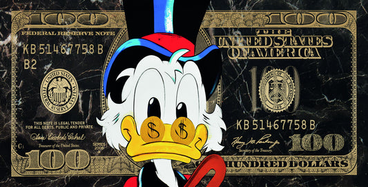 Scrooge McDuck Dollar Bill Pop Art Poster Graffiti Street Art Wealth Cartoon Modern Money Print
