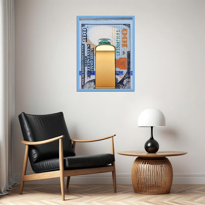 Gold Money Clip Pop Art Poster Modern Cash Luxury Finance Artistic Decorative Print - xonomax