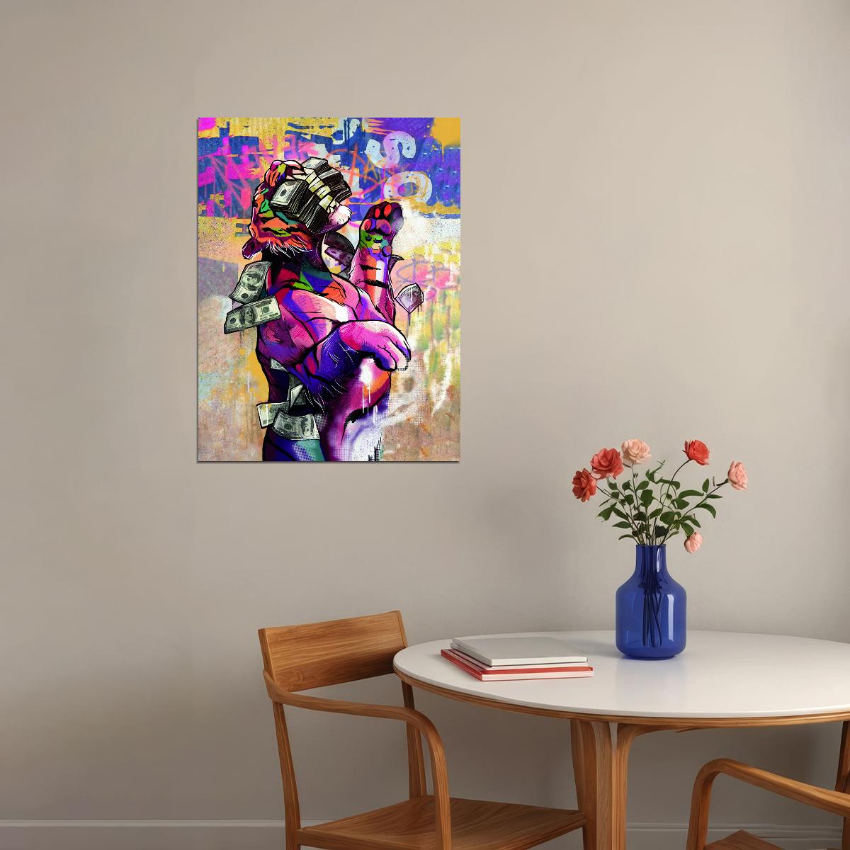 Panther Money Pop Art Poster Graffiti Street Art Dollar Bills Luxury Theme Modern Print - xonomax