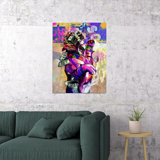 Panther Money Pop Art Poster Graffiti Street Art Dollar Bills Luxury Theme Modern Print - xonomax