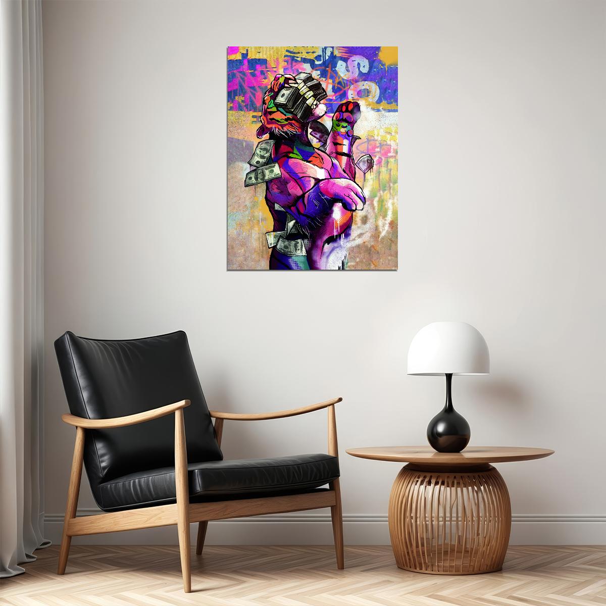 Panther Money Pop Art Poster Graffiti Street Art Dollar Bills Luxury Theme Modern Print - xonomax