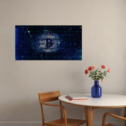 Bitcoin Digital Network Pop Art Poster Cryptocurrency Future Blockchain Technology Modern Print - xonomax
