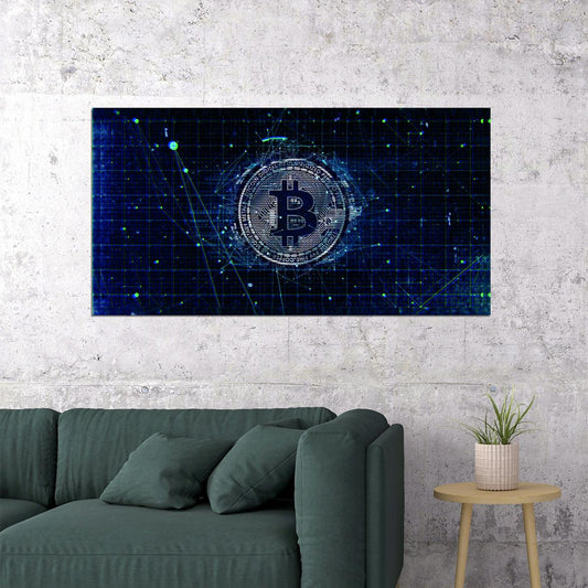 Bitcoin Digital Network Pop Art Poster Cryptocurrency Future Blockchain Technology Modern Print - xonomax