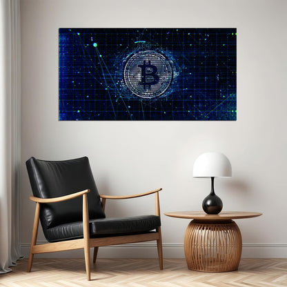 Bitcoin Digital Network Pop Art Poster Cryptocurrency Future Blockchain Technology Modern Print - xonomax