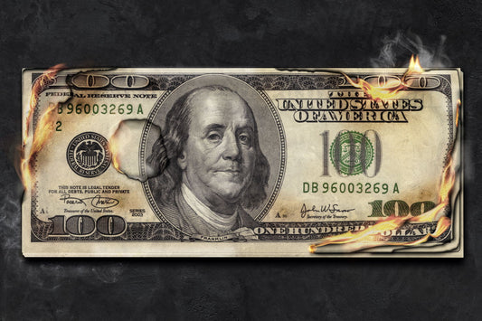Burning Hundred Dollar Bill Pop Art Poster Graffiti Street Art Financial Revolution Modern Print - xonomax