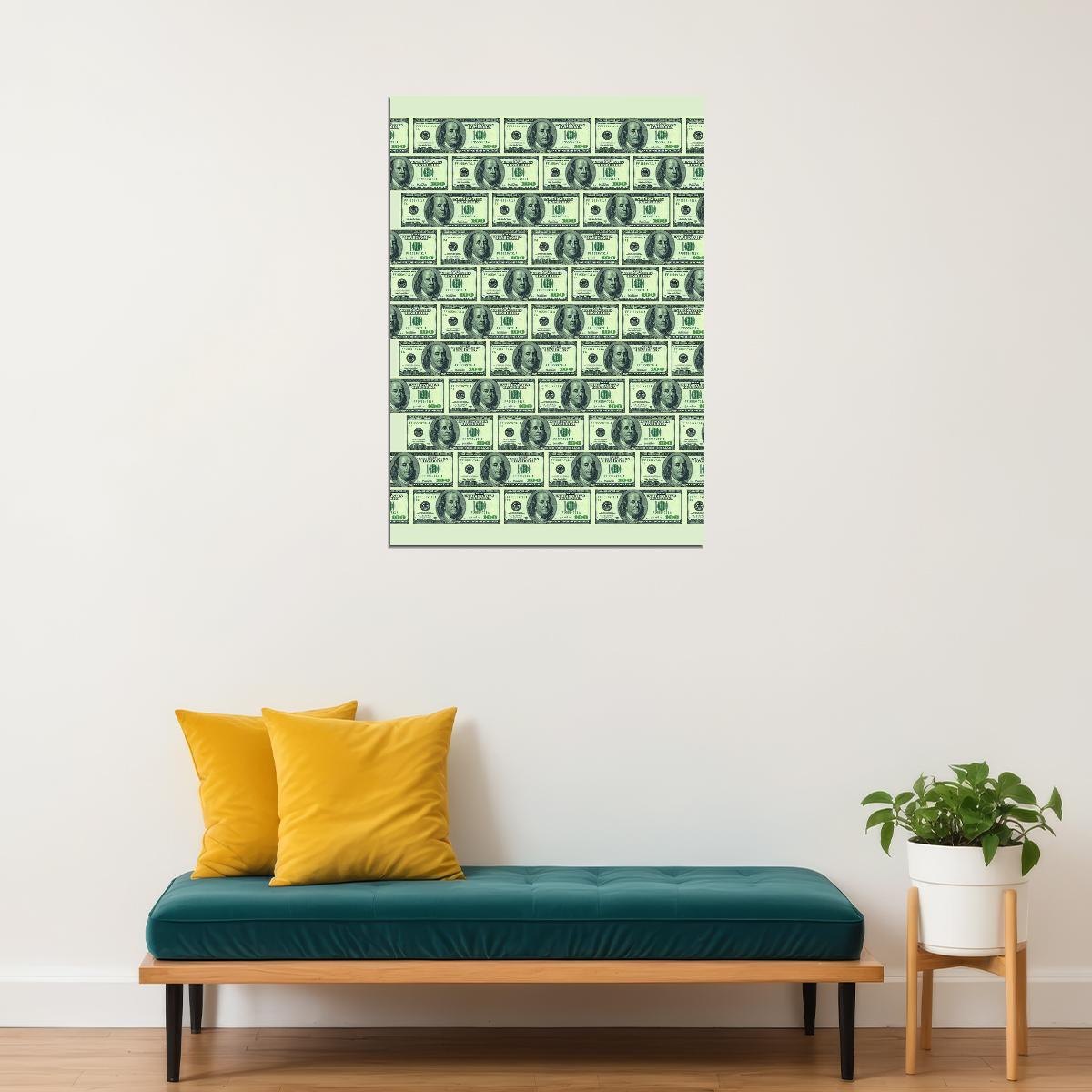 Stacked Dollar Bills Pop Art Poster Graffiti Street Art Money Pattern Modern Financial Print - xonomax