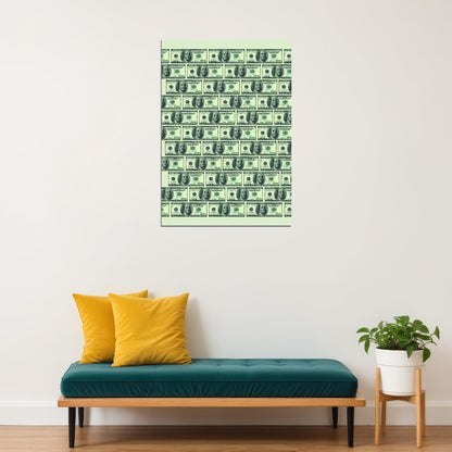 Stacked Dollar Bills Pop Art Poster Graffiti Street Art Money Pattern Modern Financial Print - xonomax